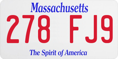 MA license plate 278FJ9