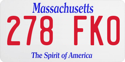 MA license plate 278FK0