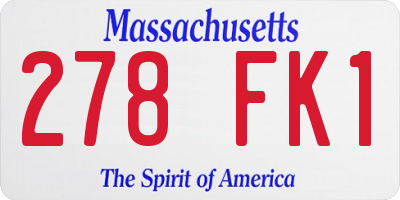 MA license plate 278FK1