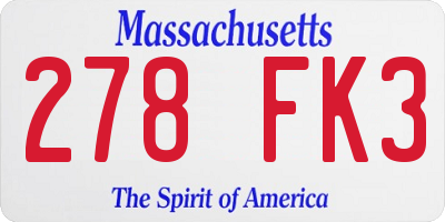 MA license plate 278FK3