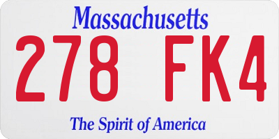 MA license plate 278FK4