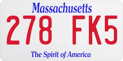 MA license plate 278FK5