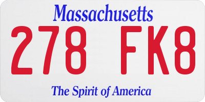 MA license plate 278FK8