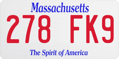 MA license plate 278FK9