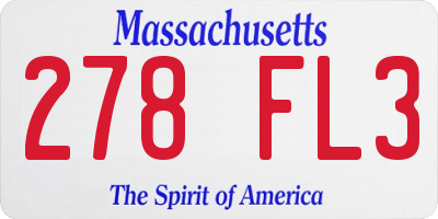 MA license plate 278FL3