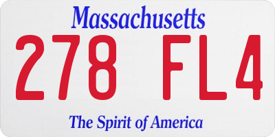 MA license plate 278FL4