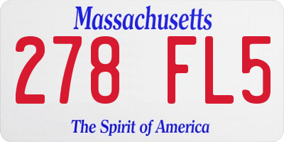 MA license plate 278FL5