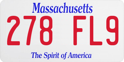 MA license plate 278FL9