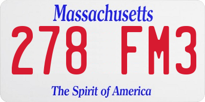 MA license plate 278FM3