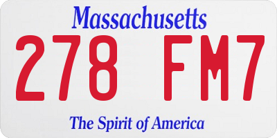 MA license plate 278FM7