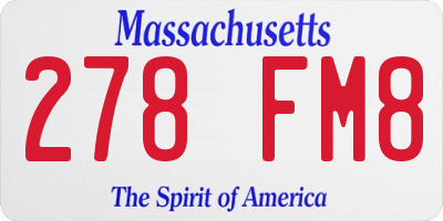 MA license plate 278FM8