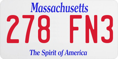MA license plate 278FN3