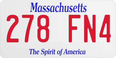MA license plate 278FN4