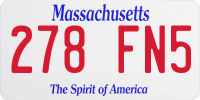 MA license plate 278FN5