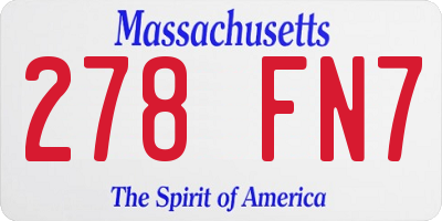 MA license plate 278FN7