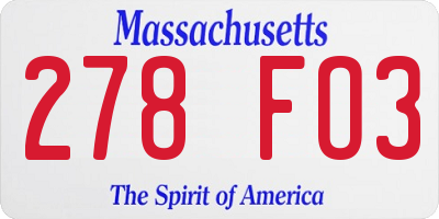 MA license plate 278FO3
