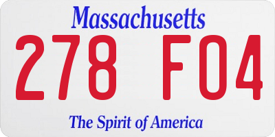 MA license plate 278FO4