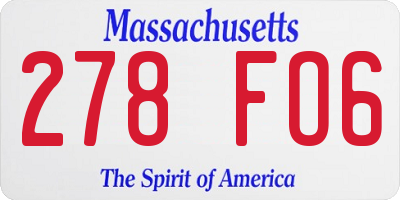 MA license plate 278FO6