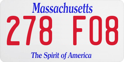 MA license plate 278FO8