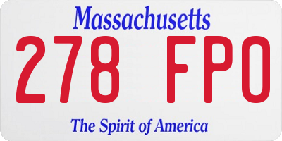 MA license plate 278FP0