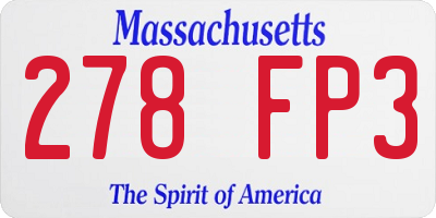 MA license plate 278FP3