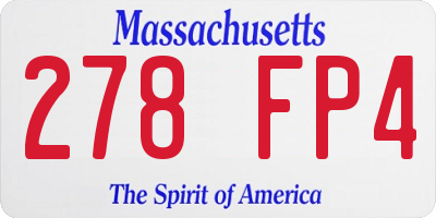 MA license plate 278FP4