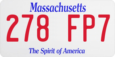 MA license plate 278FP7