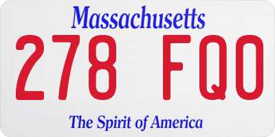 MA license plate 278FQ0