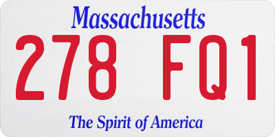 MA license plate 278FQ1