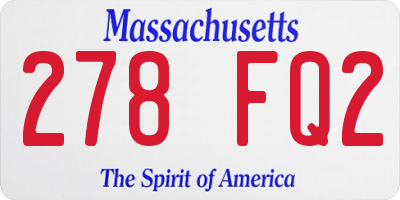 MA license plate 278FQ2