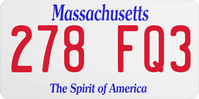 MA license plate 278FQ3