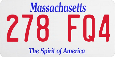 MA license plate 278FQ4