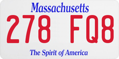 MA license plate 278FQ8