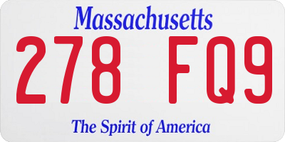 MA license plate 278FQ9