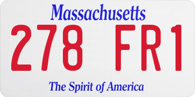 MA license plate 278FR1