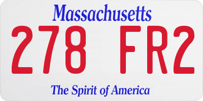 MA license plate 278FR2