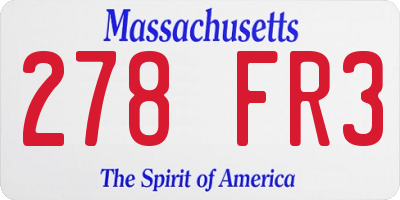 MA license plate 278FR3
