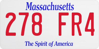 MA license plate 278FR4