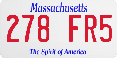MA license plate 278FR5