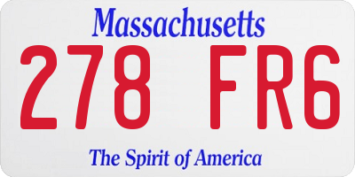 MA license plate 278FR6