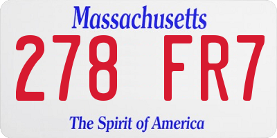 MA license plate 278FR7