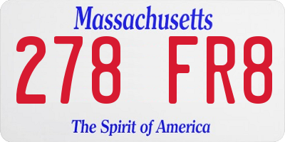 MA license plate 278FR8