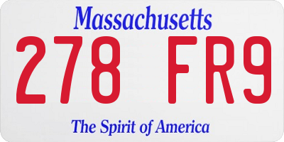 MA license plate 278FR9