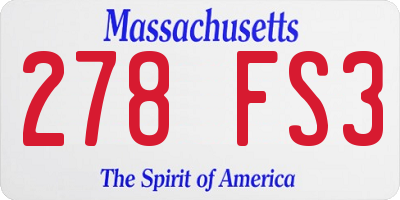 MA license plate 278FS3
