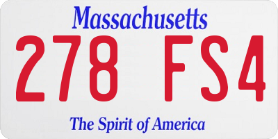 MA license plate 278FS4