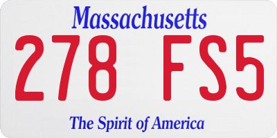 MA license plate 278FS5
