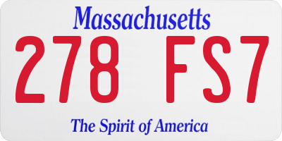 MA license plate 278FS7