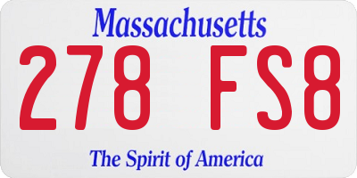 MA license plate 278FS8