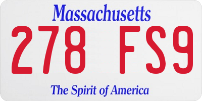 MA license plate 278FS9