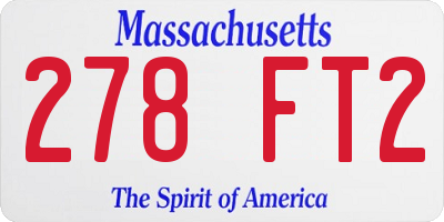 MA license plate 278FT2